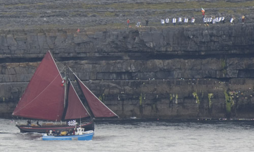Galway hooker boat off Inis Meain (Inish Mann) Aran Islands Ireland