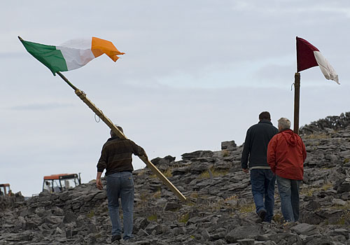 Irish flag Inis Meain (Inish Mann) Aran Islands Ireland